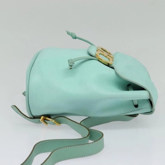 Salvatore Ferragamo Backpack Leather Turquoise Blue Gold Auth bs27971 main image 11